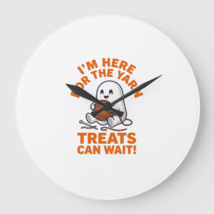 Funny Knitting Ghost Vintage Engraving Design_1 Large Clock