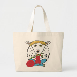 Funny Knitting Sheep Large Tote Bag