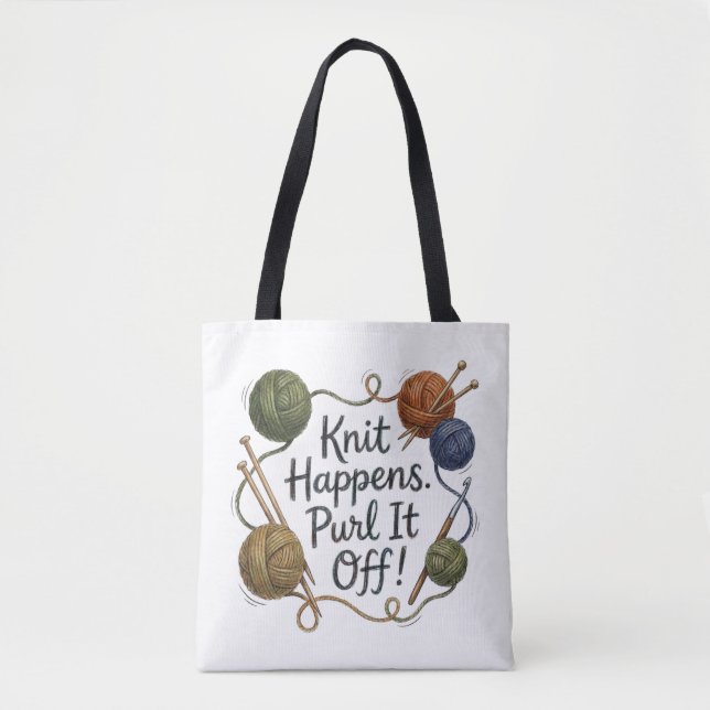 Funny Knitting Tote & Project Bag (Front)