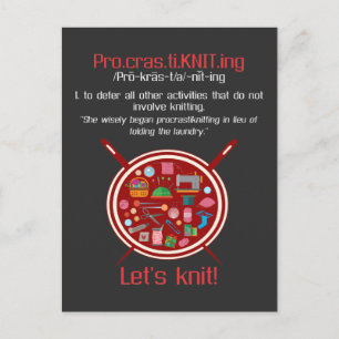 Funny Knitting Wife Lets Knit Crafter Postcard