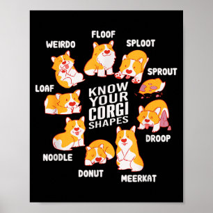 Funny Know Your Corgi Shapes Cute Welsh Dog Lover Poster
