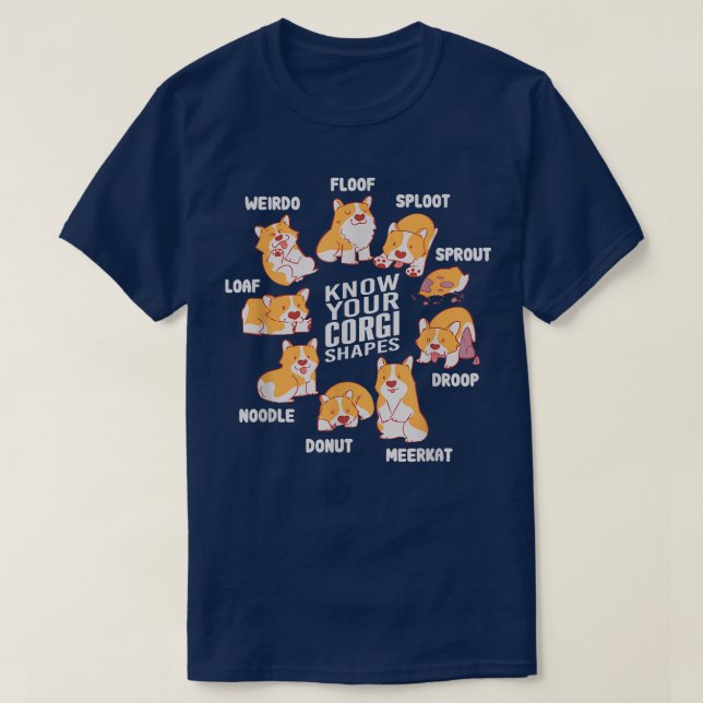 Funny Know Your Corgi Shapes Cute Welsh Dog Lover  T-Shirt (Design Front)