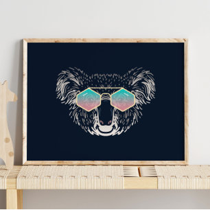 Funny Koala Avec Impression murale de lunettes d
