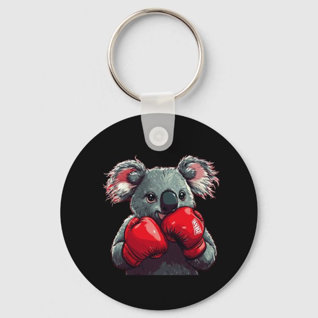 Funny Koala Bear In The Ring With Boxing Gloves Co Keychain (Front)