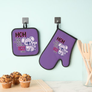 Funny Koala Bear Mom No Matter What Life Throws At Oven Mitt & Pot Holder Set