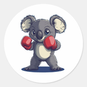 Funny Koala Bear With Boxing Gloves Costume Classic Round Sticker