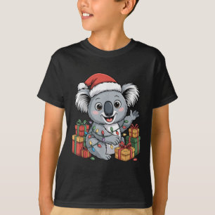 Funny Koala Santa Hat Animals Lovers Ugly Christma T-Shirt