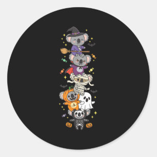 Funny Koala Witch Vamre Ghost Halloween Kids Mens  Classic Round Sticker