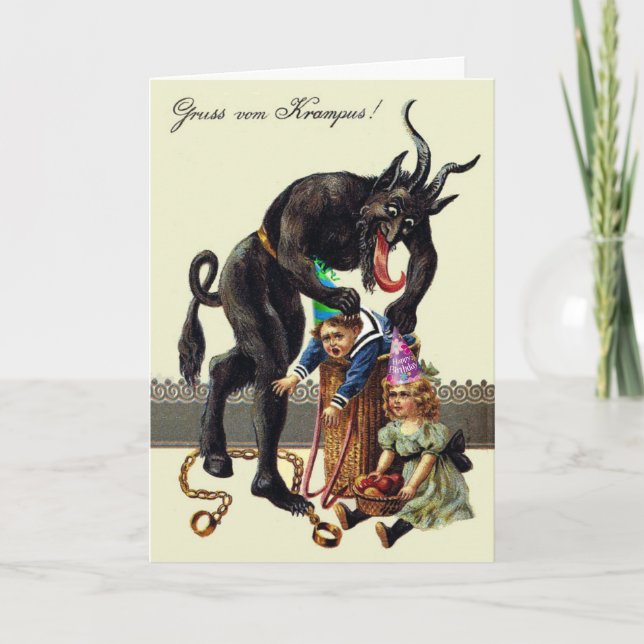 Funny Krampus Christmas Birthday Custom Text Card (Front)