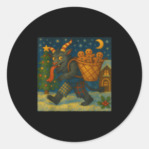 Funny Krampus Gingerbread Night Festive Creepy Hol Classic Round Sticker