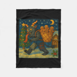 Funny Krampus Gingerbread Night Festive Creepy Hol Fleece Blanket