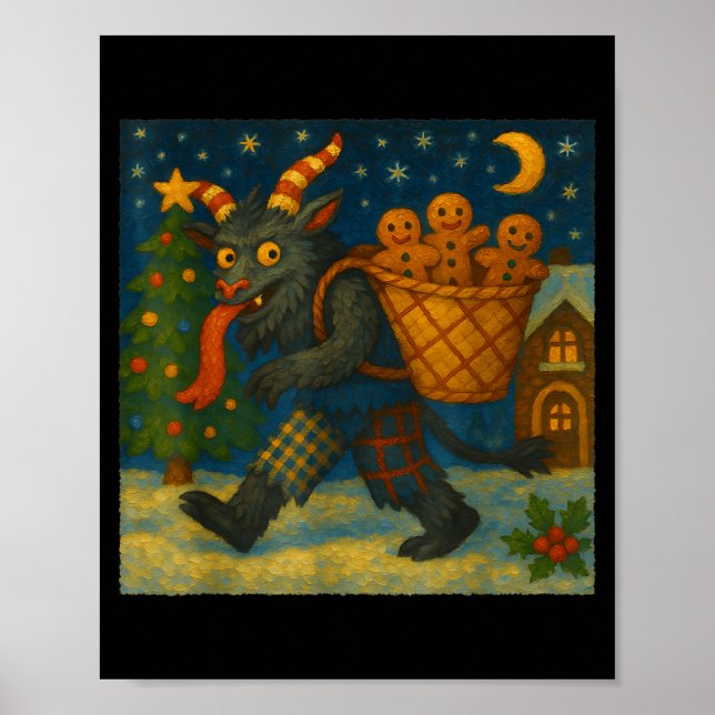 Funny Krampus Gingerbread Night Festive Creepy Hol Poster (Front)