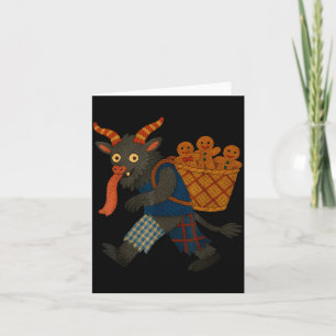 Funny Krampus Gingerbread Yarn Art Creepy Holiday Card
