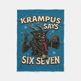 Funny Krampus Says Six Seven 6 7 Meme Christmas Ho Fleece Blanket