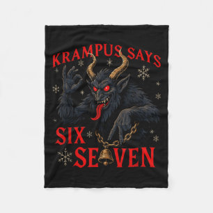 Funny Krampus Says Six Seven 6 7 Meme Christmas Xm Fleece Blanket