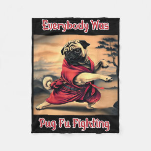 Funny Kung Fu Pug Cute Karate Pug Humourous Dog Te Fleece Blanket