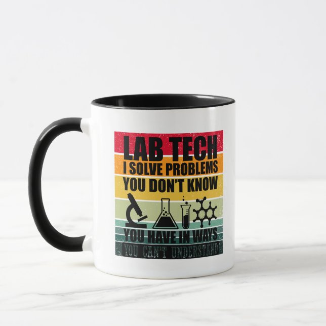 Funny lab tech quotes laboratory technician humour mug (Left)