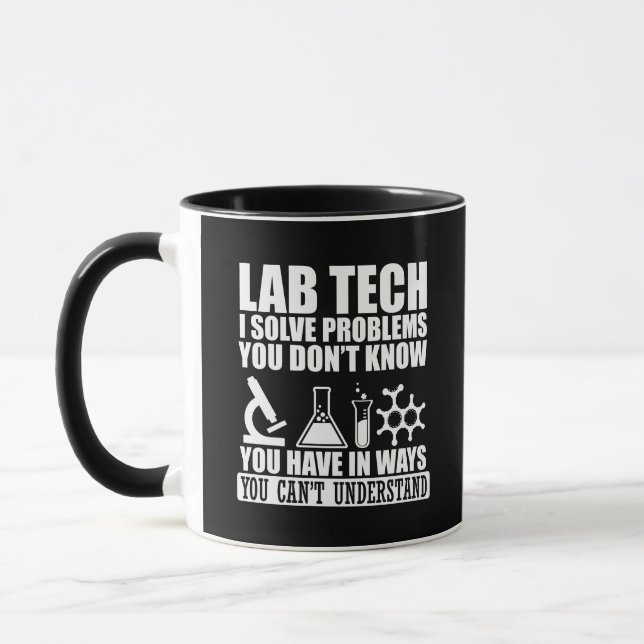 Funny lab tech quotes laboratory technician humour mug (Left)