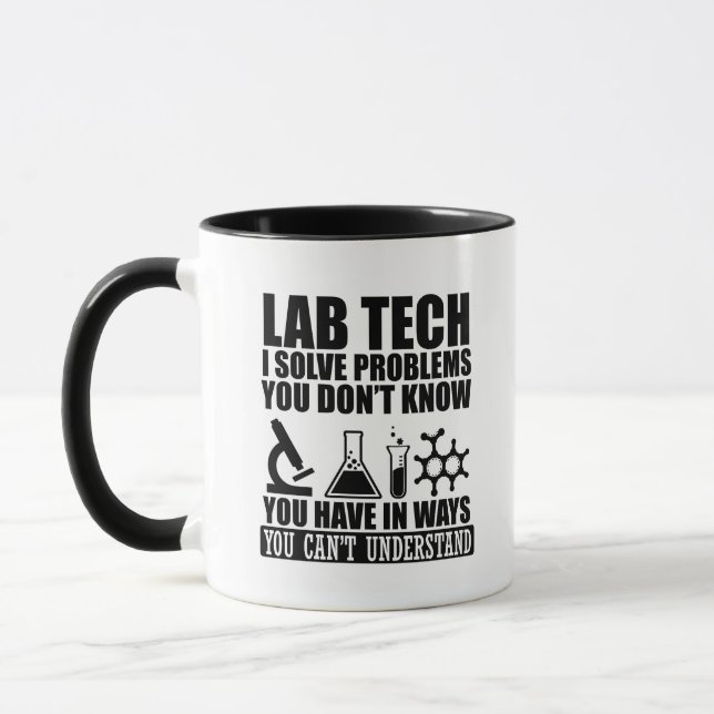 Funny lab tech quotes laboratory technician humour mug (Left)