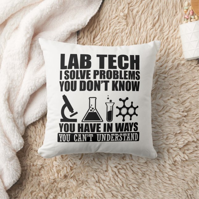 Funny lab tech quotes laboratory technician humour throw pillow (Blanket)