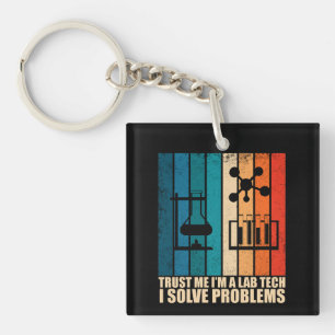 Funny lab tech vintage laboratory technician humou keychain