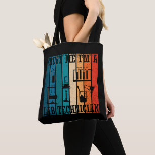 Funny lab tech vintage laboratory technician humou tote bag