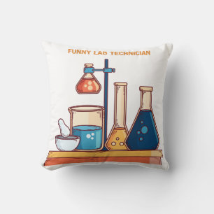 Funny Lab Technician Graphic Design Throw Pillow