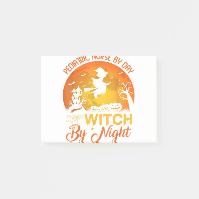 Funny Labour Nurse By Day Witch By Night Halloween Post-it Notes (Front)