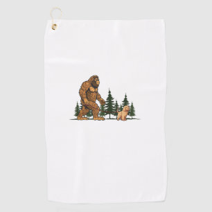 Funny Labradoodle Bigfoot Dog Walking Dog Mom Dad  Golf Towel