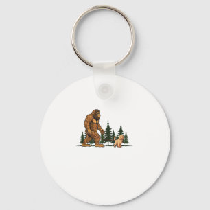 Funny Labradoodle Bigfoot Dog Walking Dog Mom Dad  Keychain