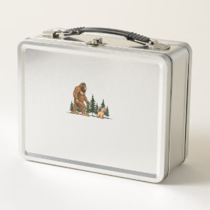 Funny Labradoodle Bigfoot Dog Walking Dog Mom Dad Metal Lunch Box