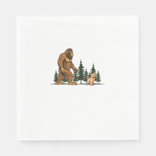 Funny Labradoodle Bigfoot Dog Walking Dog Mom Dad  Napkin