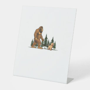 Funny Labradoodle Bigfoot Dog Walking Dog Mom Dad Pedestal Sign