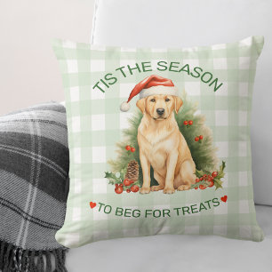 Funny Labrador Begging for Treats Christmas Throw Pillow