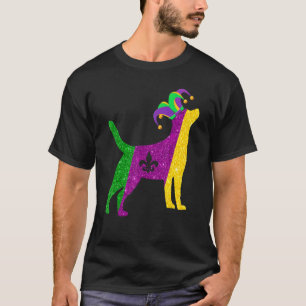 Funny Labrador Dog Mardi Gras Party Mask Beads Dog T-Shirt