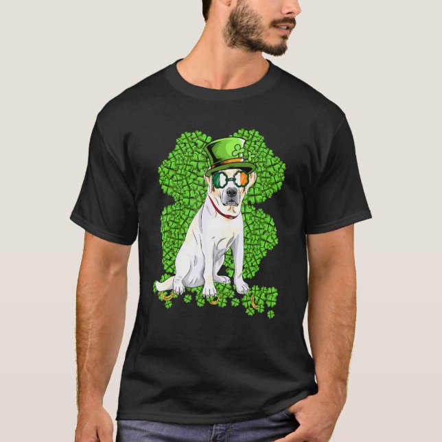 Funny Labrador Dog Shamrock St Patricks Day T-Shirt (Front)