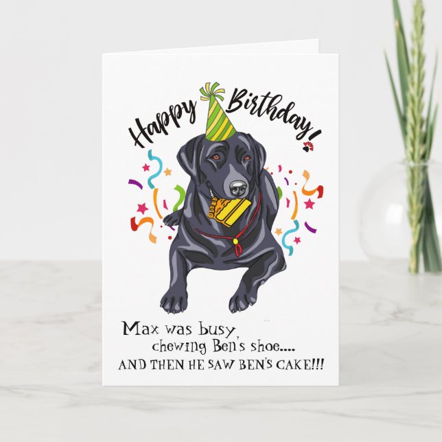Funny Labrador Personnalisé Bonne Carte d'Annivers (Devant)
