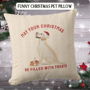 Funny Labrador Pet Christmas Treats Throw Pillow