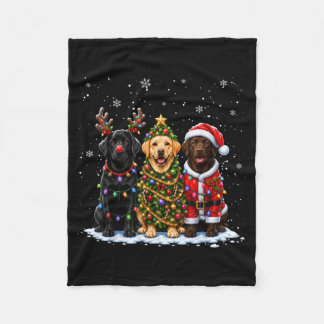 Funny Labrador Retriever Christmas Dog Lights Fleece Blanket