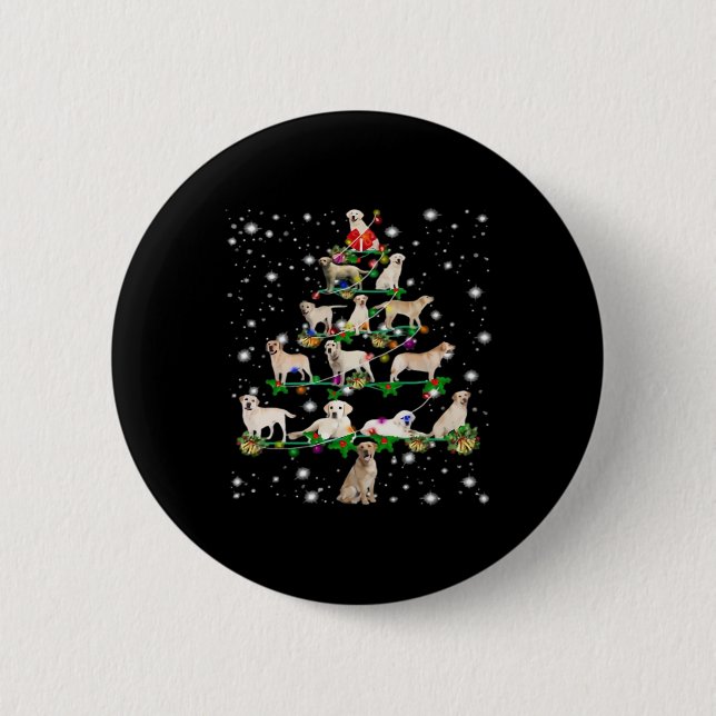 Funny Labrador Retriever Christmas Tree Classic T- 2 Inch Round Button (Front)