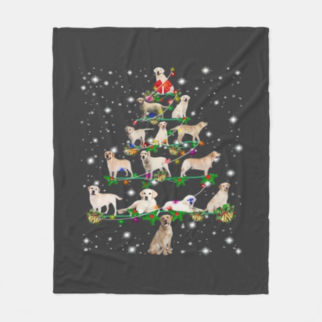 Funny Labrador Retriever Christmas Tree Classic T- Fleece Blanket (Front)