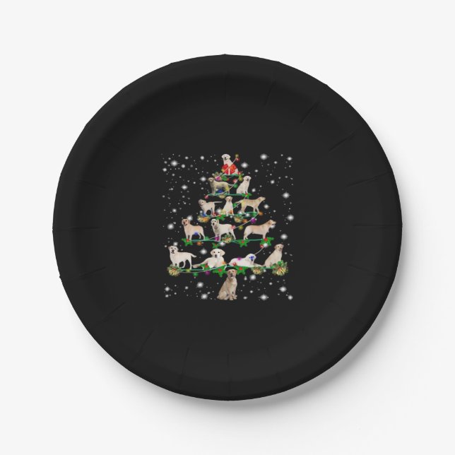 Funny Labrador Retriever Christmas Tree Classic T- Paper Plate (Front)
