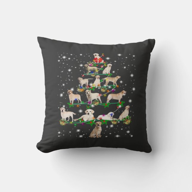 Funny Labrador Retriever Christmas Tree Classic T- Throw Pillow (Front)