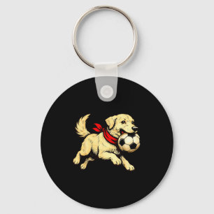 Funny Labrador Retriever Dog Playing Soccer Game D Keychain