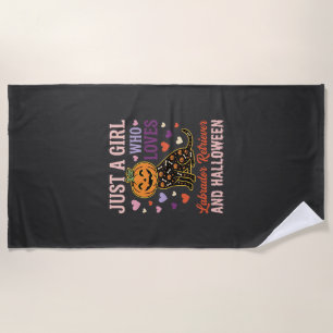 Funny Labrador Retriever Halloween Pumpkin Dog Beach Towel