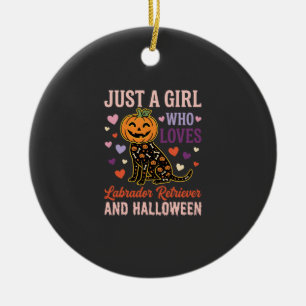 Funny Labrador Retriever Halloween Pumpkin Dog Ceramic Ornament