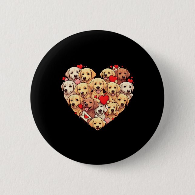 Funny Labrador Retriever Heart Valentine Labrador  2 Inch Round Button (Front)