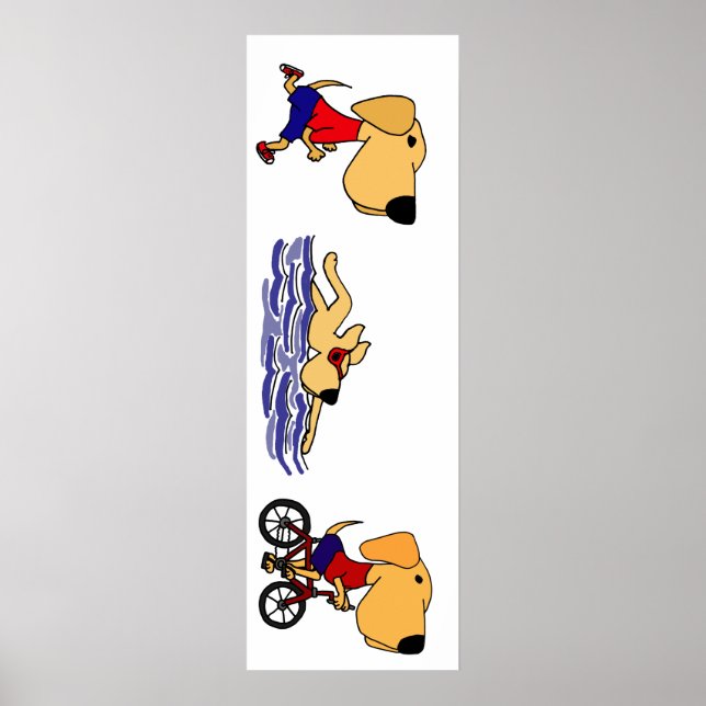 Funny Labrador Retriever Triathlete Poster (Front)