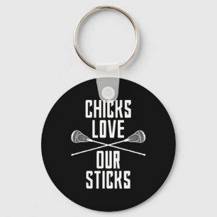Funny Lacrosse Chicks Love Our Sticks Lax Saying T Keychain