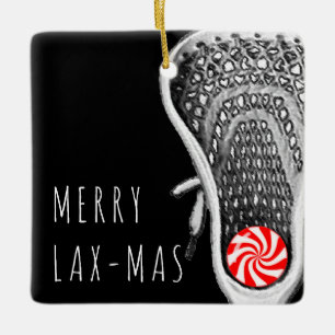 Funny Lacrosse Christmas Ceramic Ornament